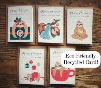 Eco-Friendly Sloth Christmas Cards