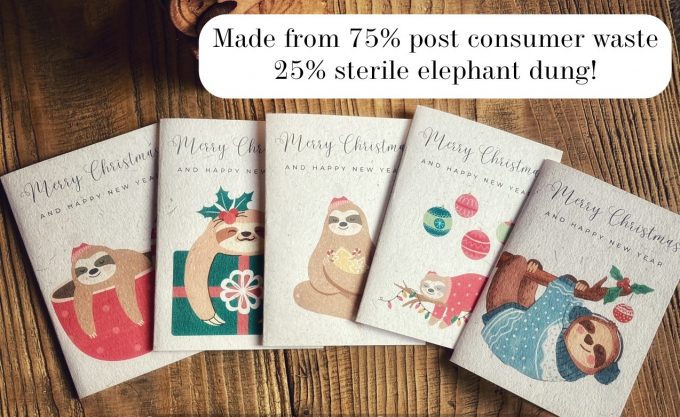 Eco-Friendly Sloth Christmas Cards