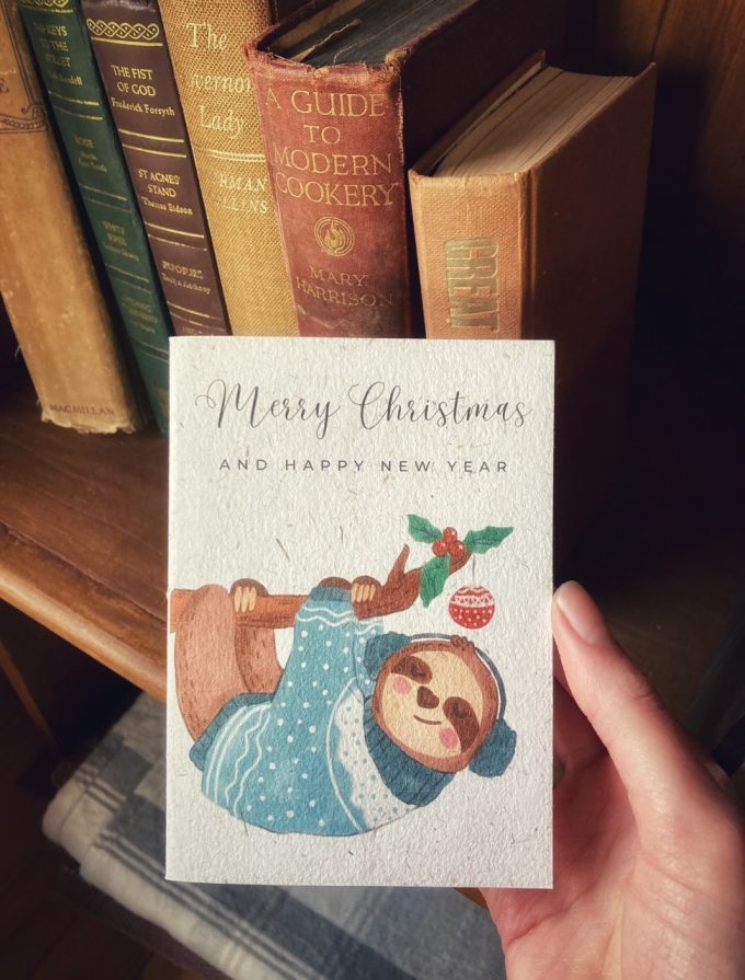 Eco-Friendly Sloth Christmas Cards