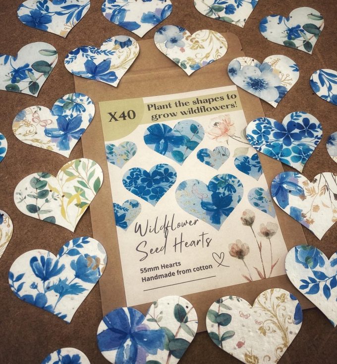 Wildflower Seed Hearts - Blue & Gold